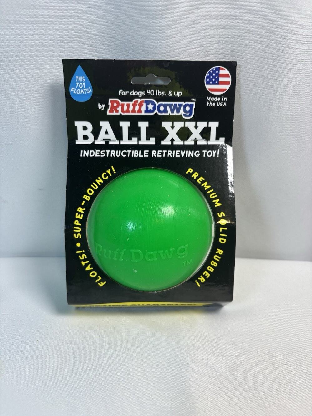 "Ruff Dawg" Indestructible Ball XXL Dog Toy, Green, Dogs 40 Lbs. & Up, New
